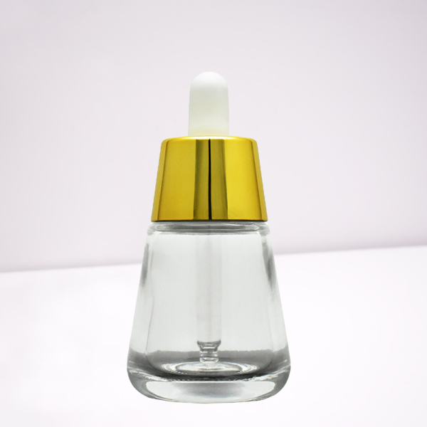 30ml Clear Glass Bottle with Gold Dropper Cap