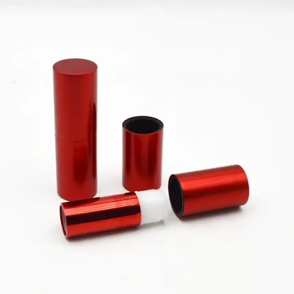 Refillable metal lipstick container