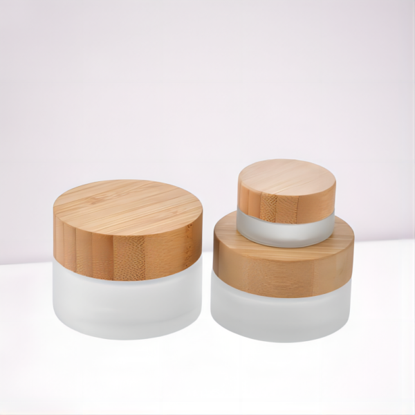 Custom glass jars with bamboo lids for beauty productsAmple Cosmetic Packaging