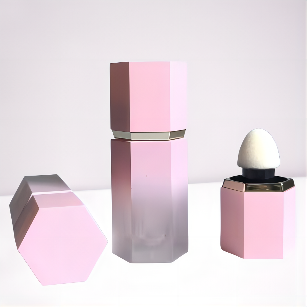 Hexagon Liquid Blush Container with Sponge BrushAmple Cosmetic Packaging